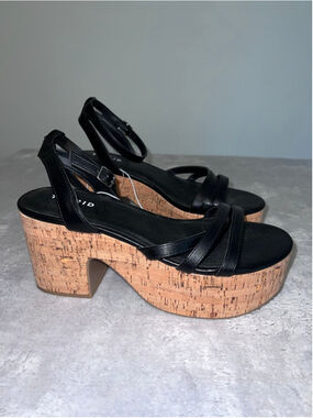 Women's Torrid Black Platform Sandals with Cork Heel Size 9
